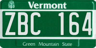 VT license plate ZBC164