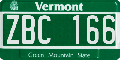 VT license plate ZBC166
