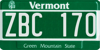 VT license plate ZBC170
