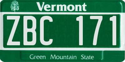 VT license plate ZBC171