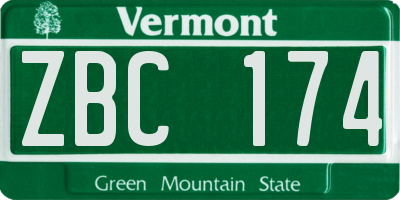 VT license plate ZBC174