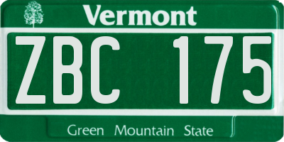 VT license plate ZBC175