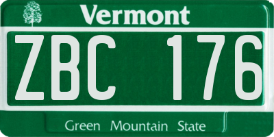 VT license plate ZBC176