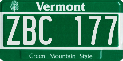 VT license plate ZBC177