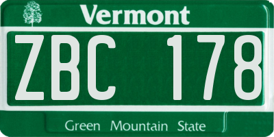VT license plate ZBC178