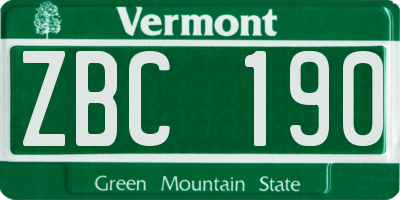 VT license plate ZBC190