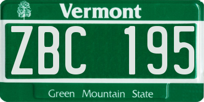 VT license plate ZBC195