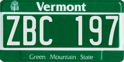 VT license plate ZBC197