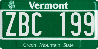 VT license plate ZBC199