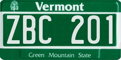 VT license plate ZBC201