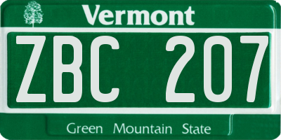 VT license plate ZBC207