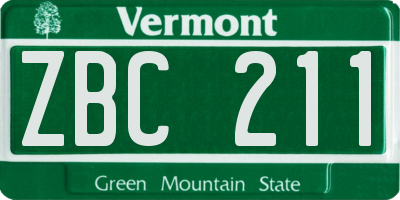VT license plate ZBC211