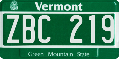 VT license plate ZBC219