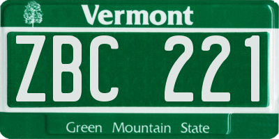 VT license plate ZBC221