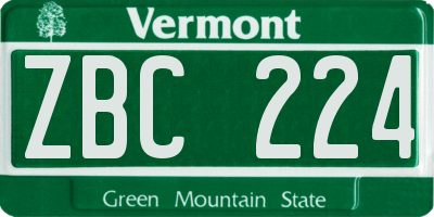 VT license plate ZBC224