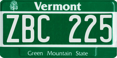VT license plate ZBC225