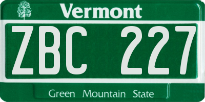 VT license plate ZBC227
