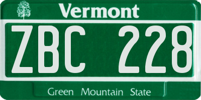 VT license plate ZBC228