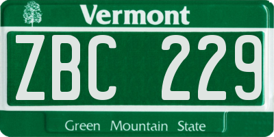 VT license plate ZBC229
