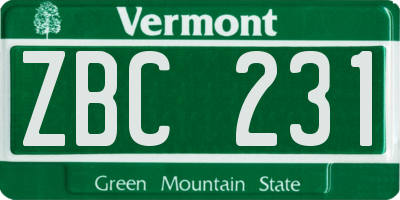VT license plate ZBC231