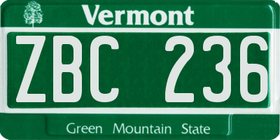 VT license plate ZBC236