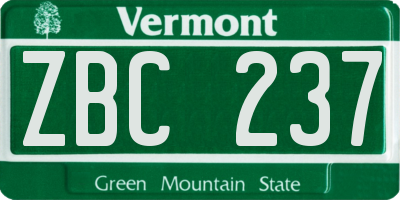 VT license plate ZBC237
