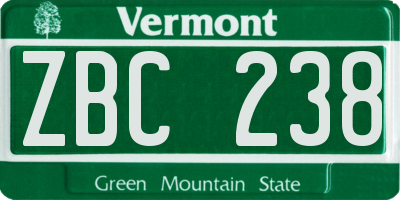 VT license plate ZBC238