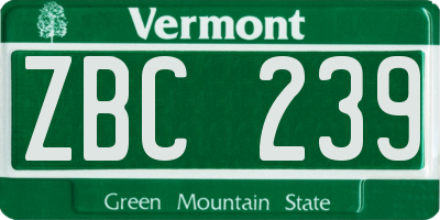 VT license plate ZBC239