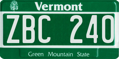 VT license plate ZBC240