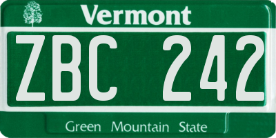 VT license plate ZBC242