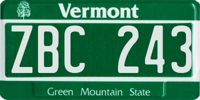 VT license plate ZBC243