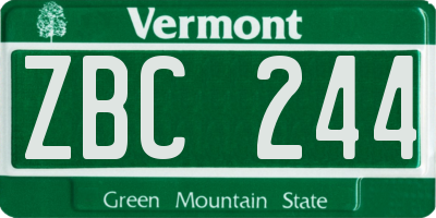 VT license plate ZBC244