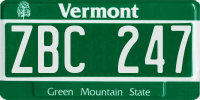 VT license plate ZBC247
