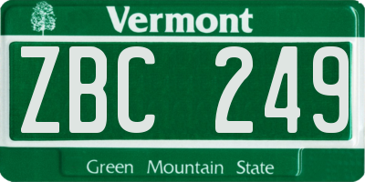 VT license plate ZBC249
