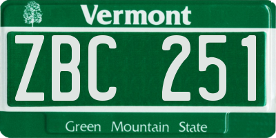 VT license plate ZBC251