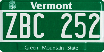 VT license plate ZBC252
