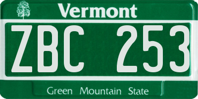 VT license plate ZBC253