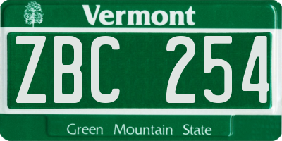 VT license plate ZBC254