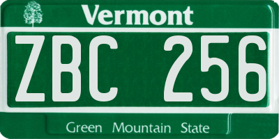 VT license plate ZBC256