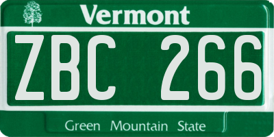 VT license plate ZBC266