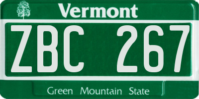 VT license plate ZBC267