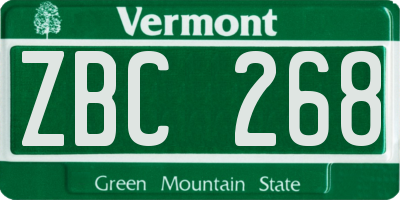 VT license plate ZBC268