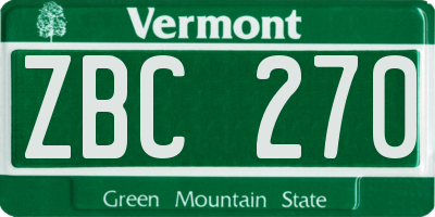 VT license plate ZBC270