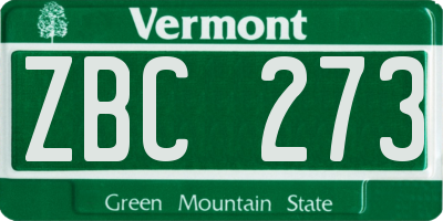 VT license plate ZBC273