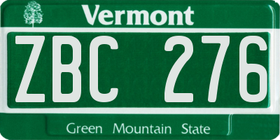 VT license plate ZBC276