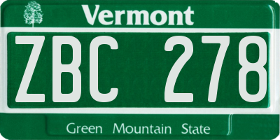 VT license plate ZBC278