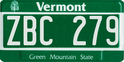 VT license plate ZBC279