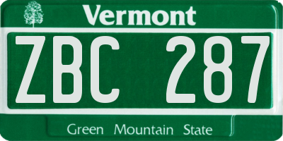 VT license plate ZBC287