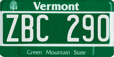 VT license plate ZBC290