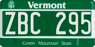 VT license plate ZBC295